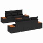 Conjunto de sofá de jardín con cojín 7 pcs Negro Poliratán