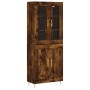 Aparador alto madera contrachapada roble ahumado 69,5x34x180 cm