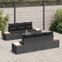 Conjunto de sofá de jardín con cojín 7 pcs Negro Poliratán
