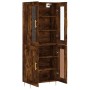 Aparador alto madera contrachapada roble ahumado 69,5x34x180 cm