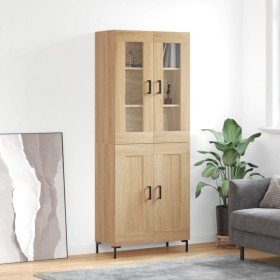 Aparador alto madera contrachapada color roble 69,5x34x180 cm