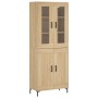 Aparador alto madera contrachapada color roble 69,5x34x180 cm