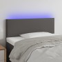 Cabecero con LED cuero sintético gris 90x5x78/88 cm