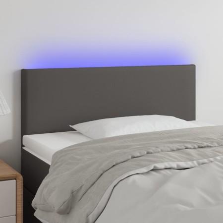 Cabecero con LED cuero sintético gris 90x5x78/88 cm