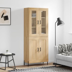 Aparador alto madera contrachapada color roble 69,5x34x180 cm
