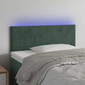 Cabecero con LED de terciopelo verde oscuro 80x5x78/88 cm