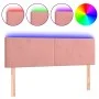 Rosa Samtkopfteil mit LED 144x5x78/88 cm von vidaXL, Kopf- und Fußteile - Ref: Foro24-3121385, Preis: 64,03 €, Rabatt: %