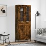 Aparador alto madera contrachapada roble ahumado 69,5x34x180 cm