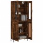 Aparador alto madera contrachapada roble ahumado 69,5x34x180 cm