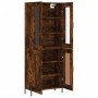 Aparador alto madera contrachapada roble ahumado 69,5x34x180 cm