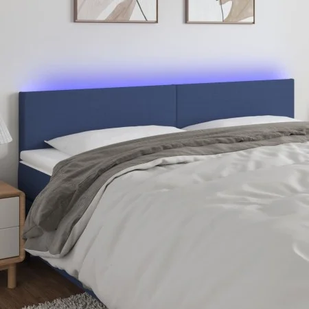 Blue fabric headboard with LED 200x5x78/88 cm by vidaXL, Headboards and footboards - Ref: Foro24-3121360, Price: 61,18 €, Dis...