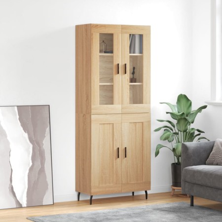 Aparador alto madera contrachapada color roble 69,5x34x180 cm