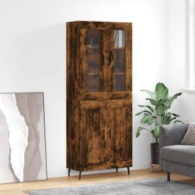 Aparador alto madera contrachapada roble ahumado 69,5x34x180 cm