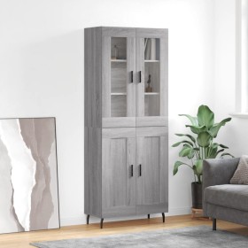 Aparador alto madera contrachapada gris sonoma 69,5x34x180 cm