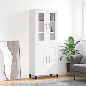 Aparador alto madera contrachapada blanco 69,5x34x180 cm