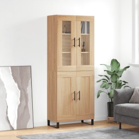 Aparador alto madera contrachapada color roble 69,5x34x180 cm