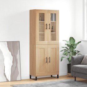 Aparador alto madera contrachapada color roble 69,5x34x180 cm