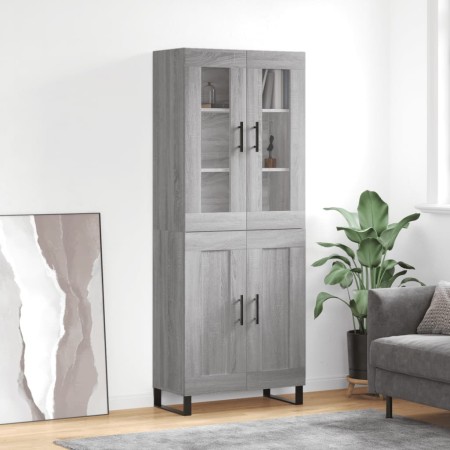Aparador alto madera contrachapada gris sonoma 69,5x34x180 cm