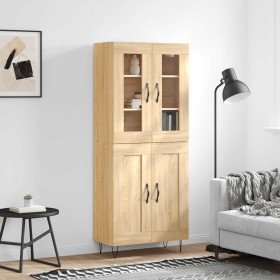 Aparador alto madera contrachapada color roble 69,5x34x180 cm