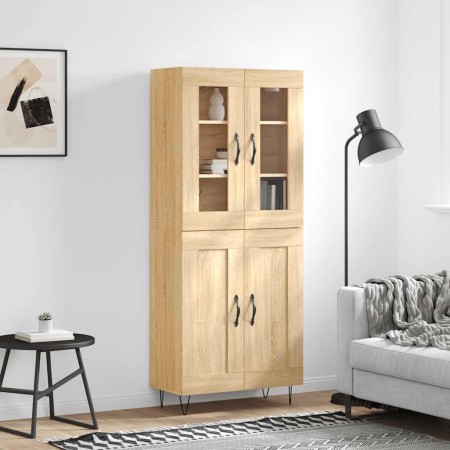 Aparador alto madera contrachapada color roble 69,5x34x180 cm