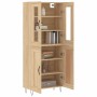 Aparador alto madera contrachapada color roble 69,5x34x180 cm
