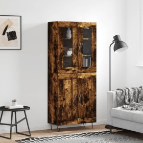 Aparador alto madera contrachapada roble ahumado 69,5x34x180 cm