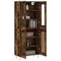 Aparador alto madera contrachapada roble ahumado 69,5x34x180 cm