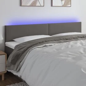 Headboard with LED gray synthetic leather 180x5x78/88 cm by vidaXL, Headboards and footboards - Ref: Foro24-3121438, Price: 6...