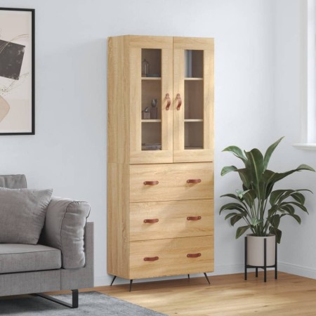 Aparador alto madera contrachapada color roble 69,5x34x180 cm