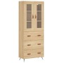 Aparador alto madera contrachapada color roble 69,5x34x180 cm