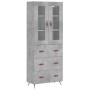 Aparador alto madera contrachapada gris hormigón 69,5x34x180 cm