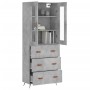 Aparador alto madera contrachapada gris hormigón 69,5x34x180 cm