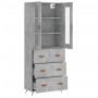 Aparador alto madera contrachapada gris hormigón 69,5x34x180 cm