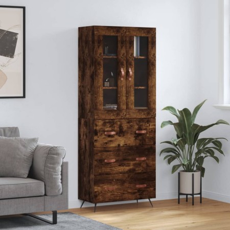 Aparador alto madera contrachapada roble ahumado 69,5x34x180 cm