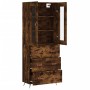Aparador alto madera contrachapada roble ahumado 69,5x34x180 cm