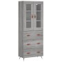 Aparador alto madera contrachapada gris sonoma 69,5x34x180 cm