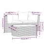 Set muebles de jardín 3 piezas y cojines ratán sintético marrón