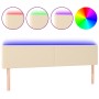 Cream fabric headboard with LED 160x5x78/88 cm by vidaXL, Headboards and footboards - Ref: Foro24-3121343, Price: 69,38 €, Di...
