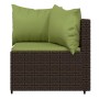 Set muebles de jardín 4 piezas y cojines ratán sintético marrón