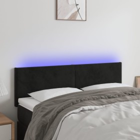 Kopfteil aus schwarzem Samt mit LED 144x5x78/88 cm von vidaXL, Kopf- und Fußteile - Ref: Foro24-3121382, Preis: 61,93 €, Raba...