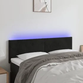 Kopfteil aus schwarzem Samt mit LED 144x5x78/88 cm von vidaXL, Kopf- und Fußteile - Ref: Foro24-3121382, Preis: 63,22 €, Raba...