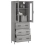 Aparador alto madera contrachapada gris sonoma 69,5x34x180 cm