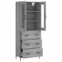 Aparador alto madera contrachapada gris sonoma 69,5x34x180 cm