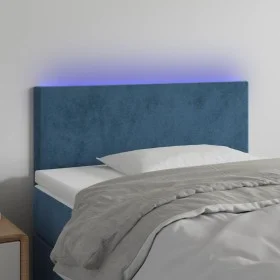 LED-Kopfteil aus dunkelblauem Samt, 90 x 5 x 78/88 cm von vidaXL, Kopf- und Fußteile - Ref: Foro24-3121372, Preis: 53,88 €, R...