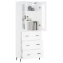 Aparador alto madera contrachapada blanco 69,5x34x180 cm