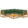 Gartenmöbel-Set 6-teilig aus Massivholz und grünen Kissen von vidaXL, Gartensets - Ref: Foro24-3155319, Preis: 642,10 €, Raba...