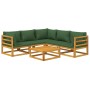 Gartenmöbel-Set 6-teilig aus Massivholz und grünen Kissen von vidaXL, Gartensets - Ref: Foro24-3155319, Preis: 642,10 €, Raba...