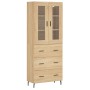 Aparador alto madera contrachapada color roble 69,5x34x180 cm