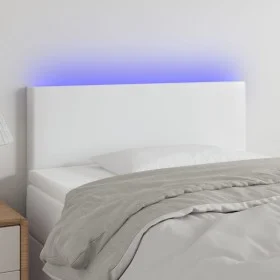 Kopfteil mit LED, weißem Kunstleder, 80 x 5 x 78/88 cm von vidaXL, Kopf- und Fußteile - Ref: Foro24-3121405, Preis: 45,25 €, ...