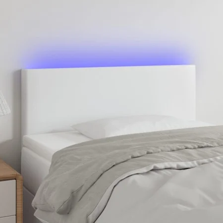 Kopfteil mit LED, weißem Kunstleder, 80 x 5 x 78/88 cm von vidaXL, Kopf- und Fußteile - Ref: Foro24-3121405, Preis: 45,25 €, ...